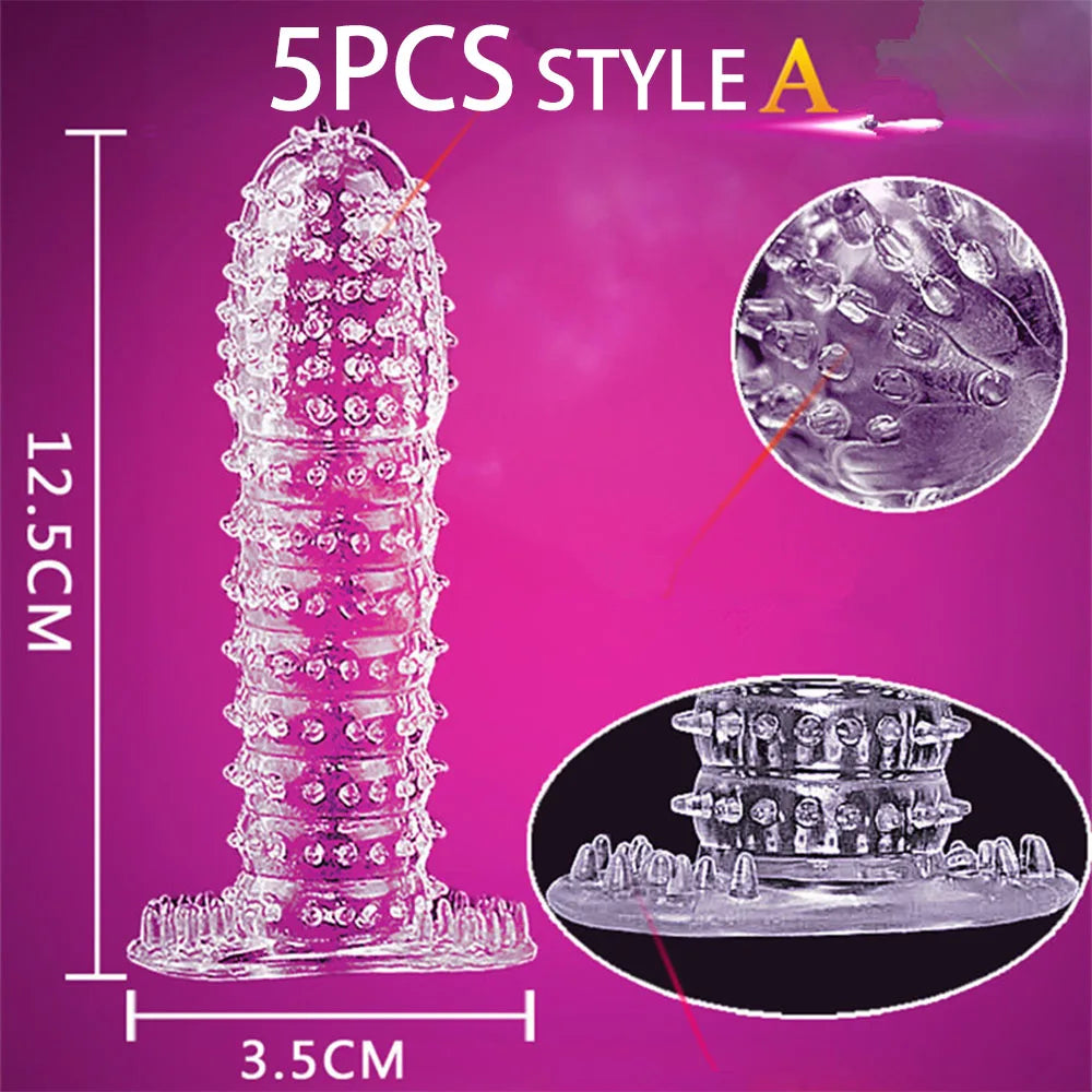 Super Dotted Thailand Natural Spike Condoms Sex Toys For Men Delay Ejaculation Reusable Condom Enlargement Sperm Lock Cock Ring - Seprincess