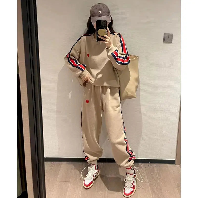 Harajuku Printed Embroidery Women's Tracksuit Korean Oversized Hoodies+Sweatpants Suit Women Streetwear 2 Piece Sets Y2k Clothes - Seprincess