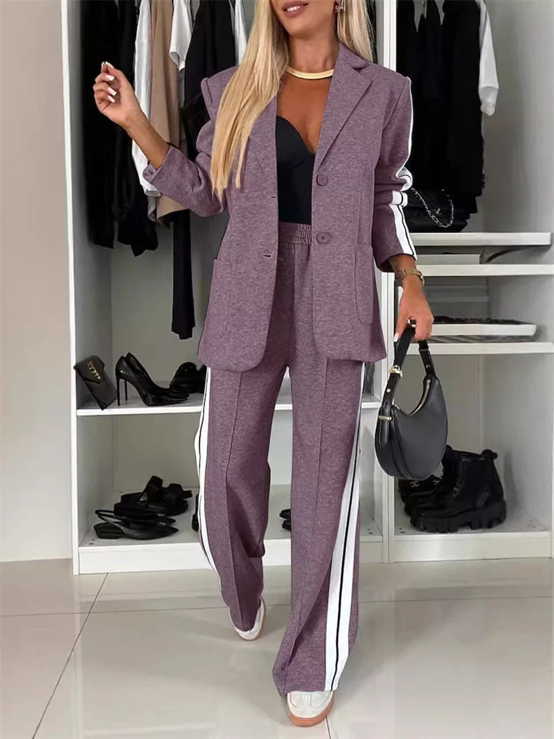 Streetwear 2 Piece Sets Women Outfit Winter Fall Clothes 2024 Women Blazer Coat Top and Pants Sets Casual Blazers Suit Woman Set - Seprincess