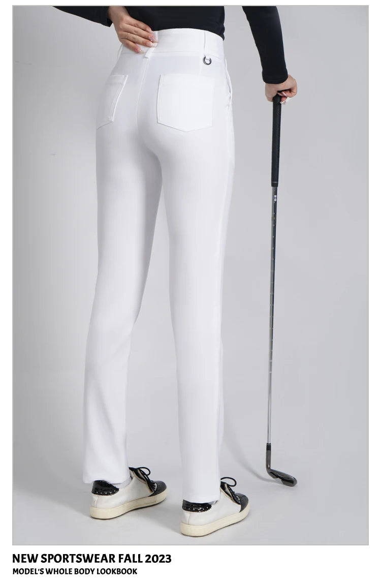 Golf Women's Pants Sttraight High Waist Causal Sportswear Elastic Brethable Golf Tennis Trousers