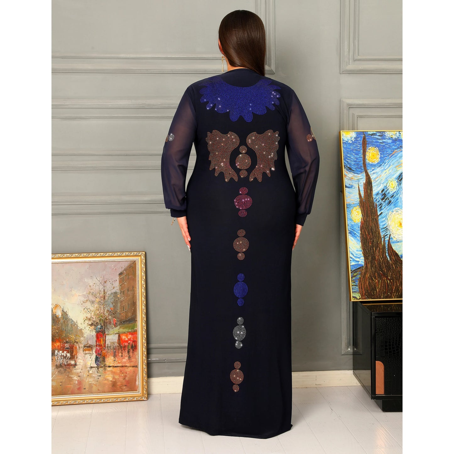 Muslim Dress Women's Long Dress Dubai Abaya Delicate Butterfly Pattern Chiffon Sheer Long Sleeve Party Birthday Party Everyday - Seprincess