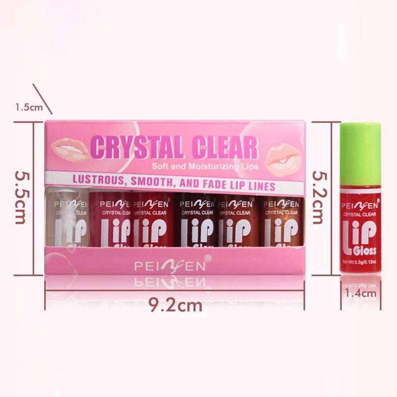 6PCS Moisturizing Lip Gloss Transparent Lip Oil Hydrating Lip Glaze Lip Plumper Hydrating Make Up Liquid Lipstick Set Cosmetics - Seprincess