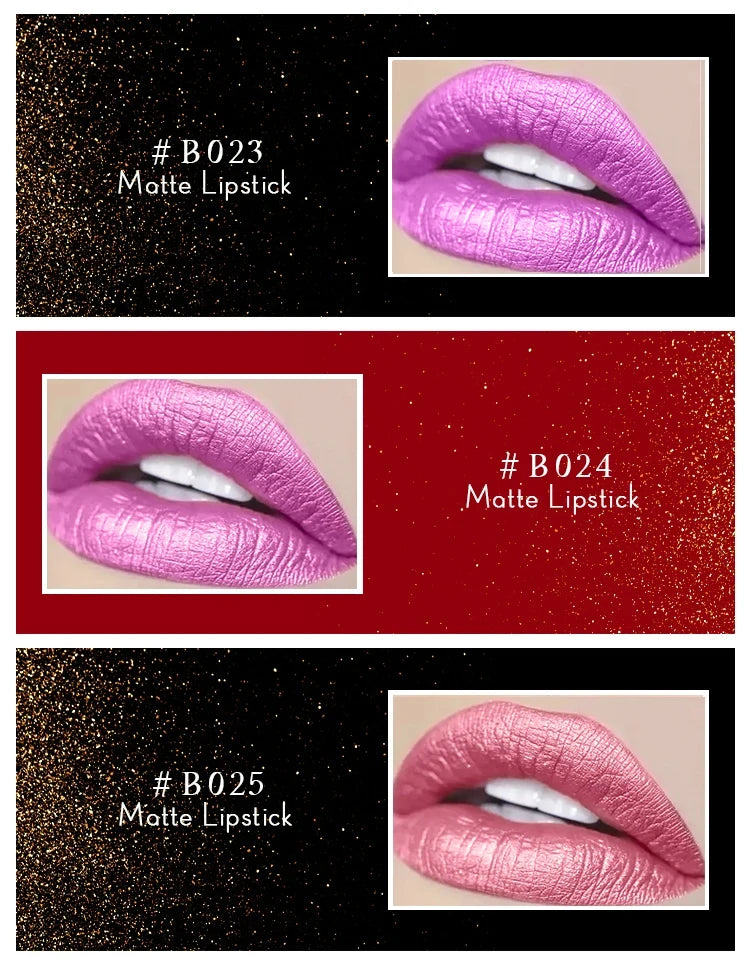 BUILTTY Korean Glitter Pearl Dropshiping Lipstick Matte Nude Color Long Lasting Waterproof Wholesale Price Red Pink Purple - Seprincess