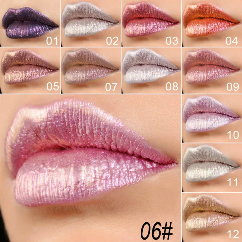 CmaaDu Glitter Lip Gloss Beauty Girl Diamond Shimmer Lip Tint Make Up Waterproof Long Lasting Gray Flash Liquid Lipstick Makeup - Seprincess