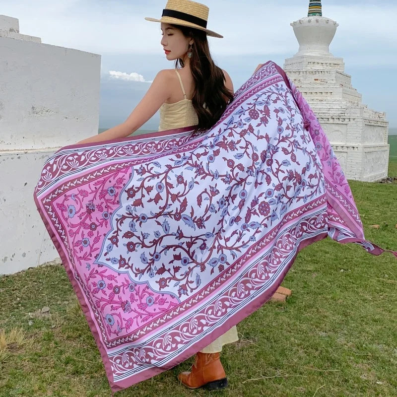 17 Styles 90x180cm Travel Beach Sunscreen Scarve Bikini Large Shawl Sarong Wrap Scarf Women Brazilian Swimsuit Bathing Cover-ups - Seprincess