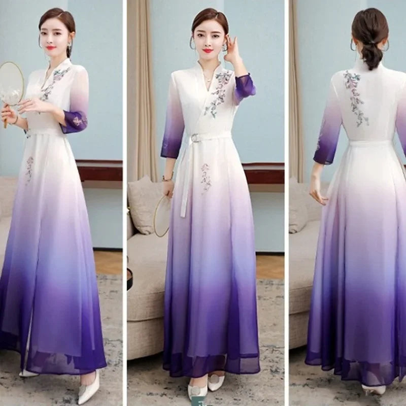 Vietnam Traditional Dress Chinese Style Aodai Cheongsam Qipao China Oriental Dress Vietnam Clothing Long Ao Dai Dress 10049 - Seprincess