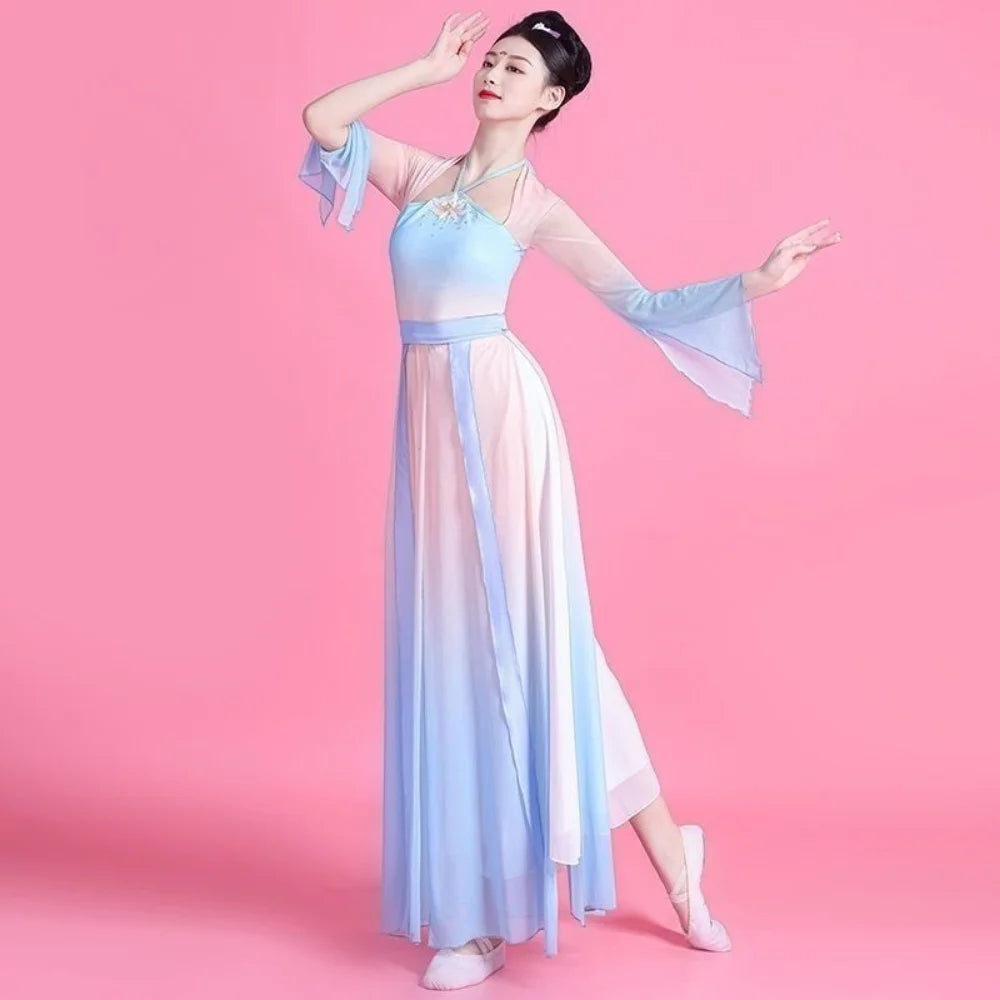 Chinese Classical Dance Costume Wanjiang Chinese Ancient Dance Practice Flowing Charm Hanfu Dance Performance Costume Women - Seprincess