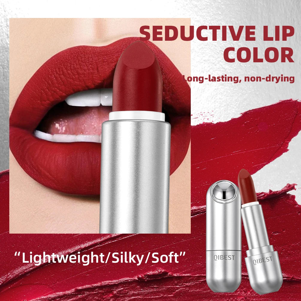 QIBEST Matte Lipstick Waterproof Long Lasting Non-stick Cup Lip Stick Not Fading Sexy Red Orange Velvet Lipstick Makeup Cosmetic - Seprincess