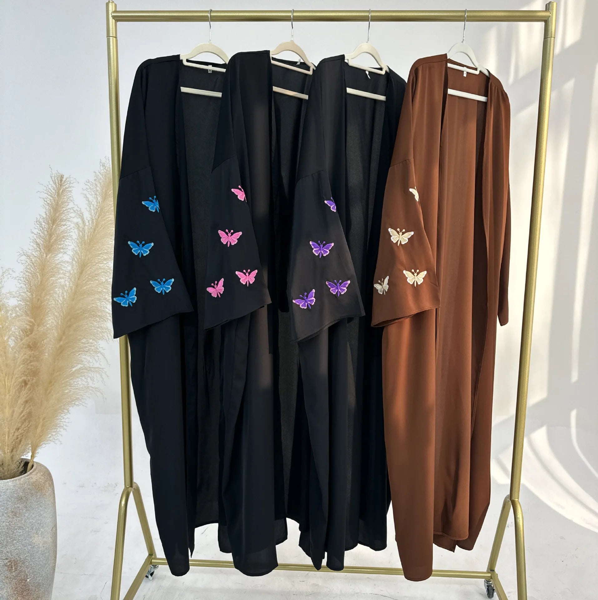 Embroidery Butterfly Open Abaya Ramadan Dubai Saudi Luxury Abayas Islamic Woman Clothing Dress Kimono for Muslim Women Dresses - Seprincess