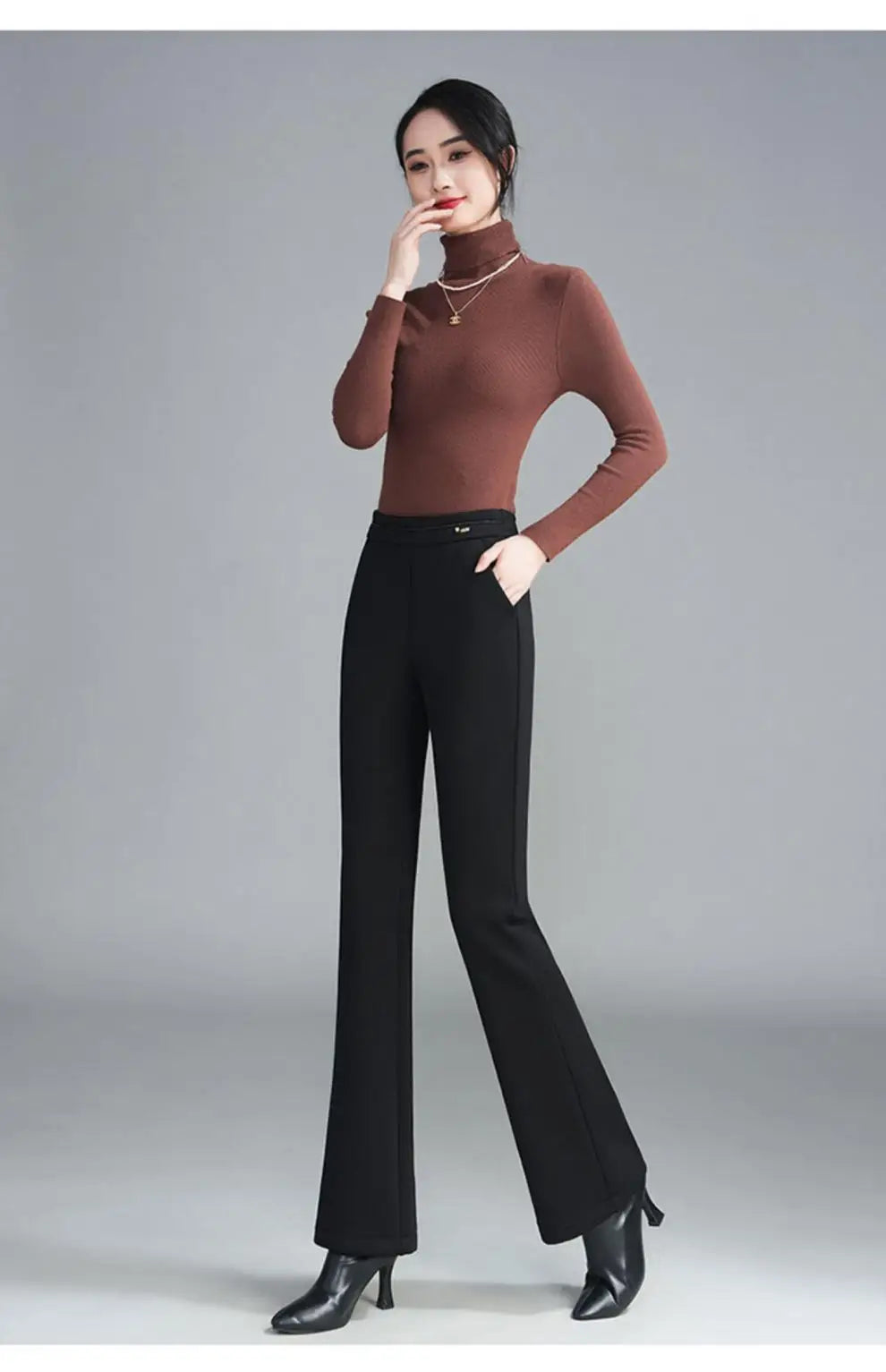 Winter Fleece Padded Pants Women's Cashmere Wool Thickened Black Autumn and Winter Casual Skinny Suit Pants