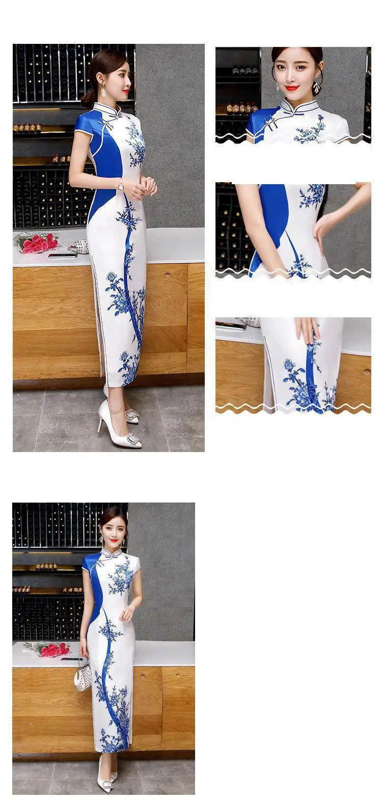 Summer Lady Short Sleeve Qipao Chinese Traditional Women Party Dress Female Elegant Print Vintage Button Cheongsam - Seprincess