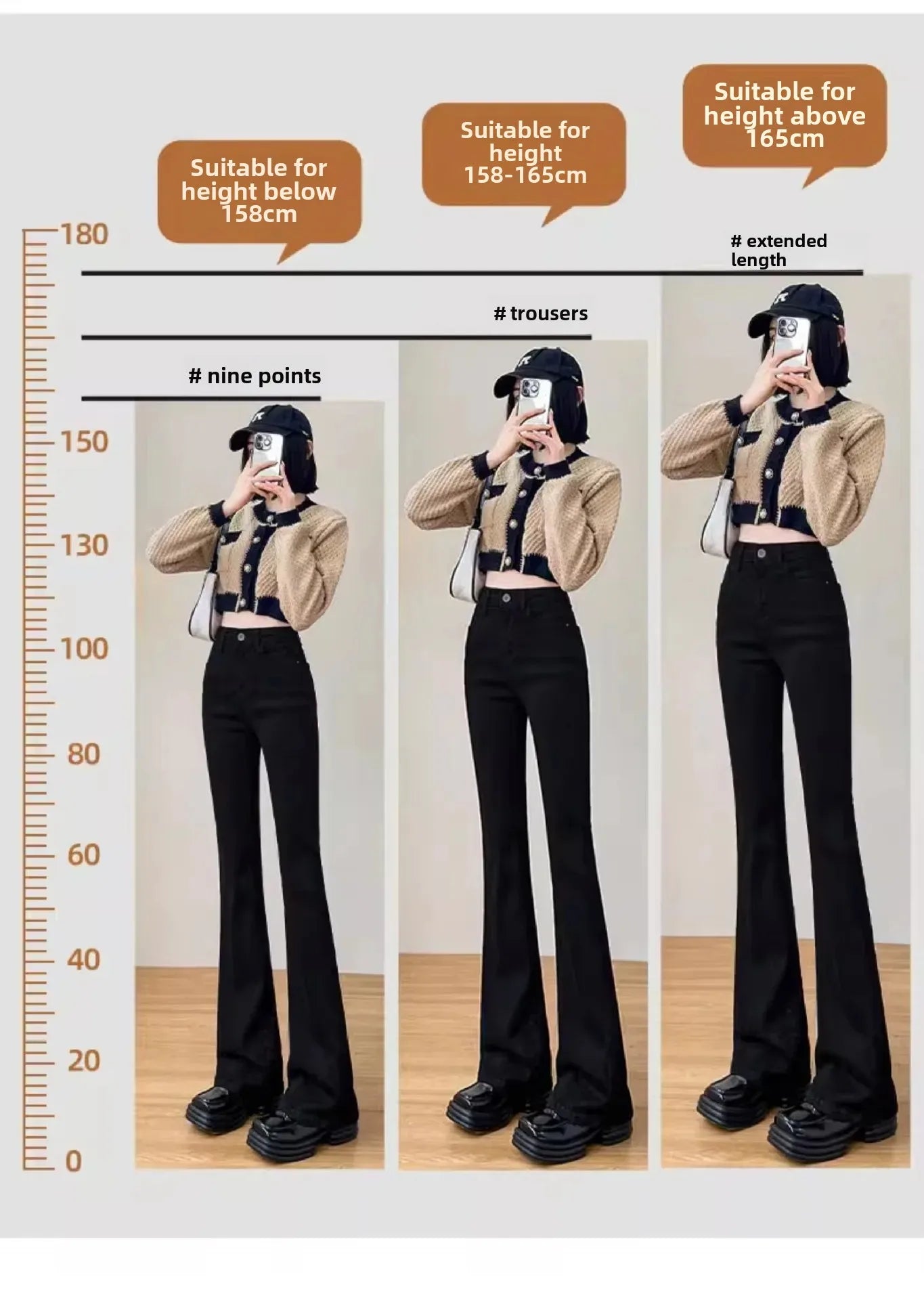 Women's High-waisted Bell-bottom Jeans 2024 New Style Slimming Micro-flared Autumn/winter Fashion Blackbootcut Pants