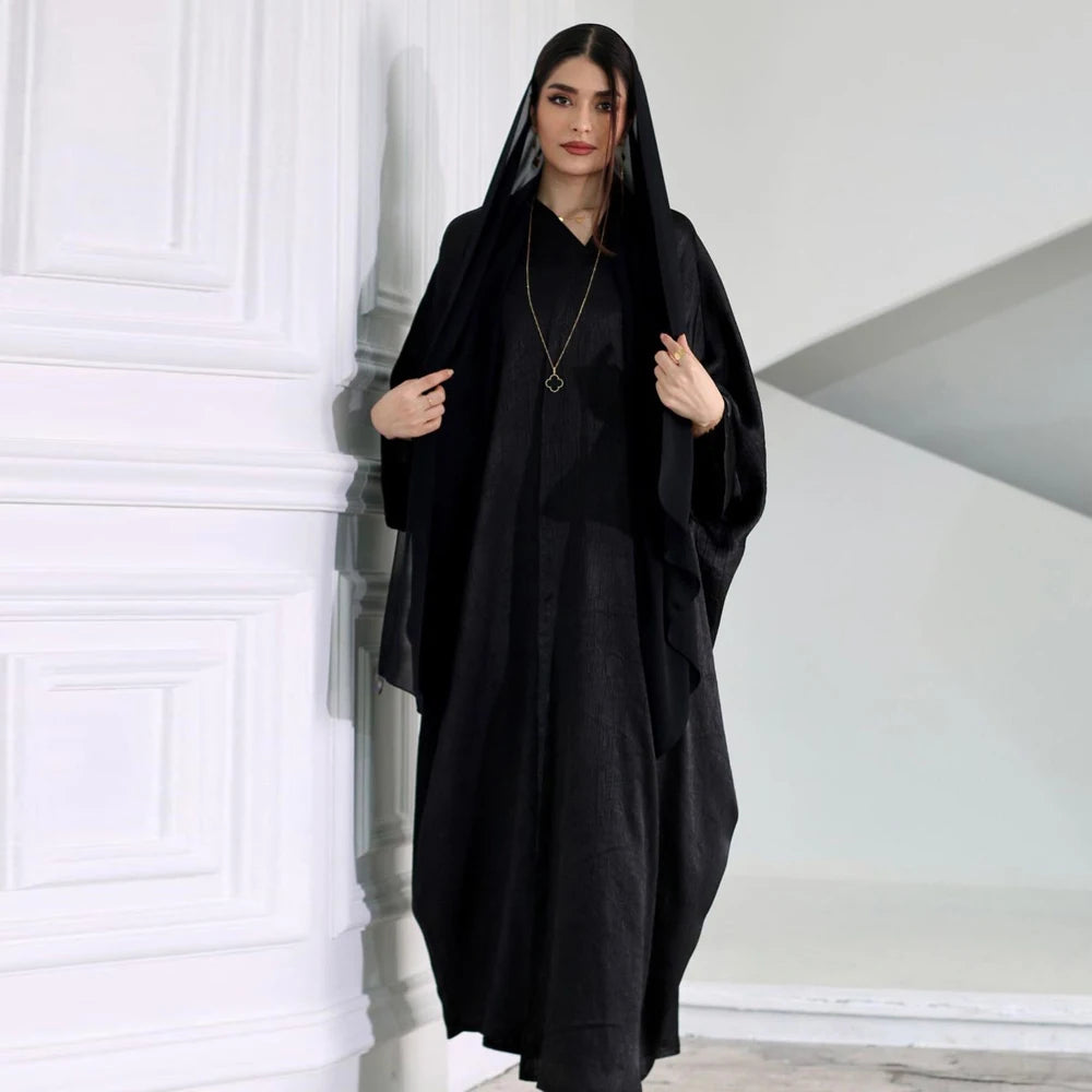 Black Open Abayas For Women Butterfly Abaya Plus Size Modest Eid Dress 2024 Mesh Kaftan Full Sleeve Gown Veiled Women Clothes - Seprincess