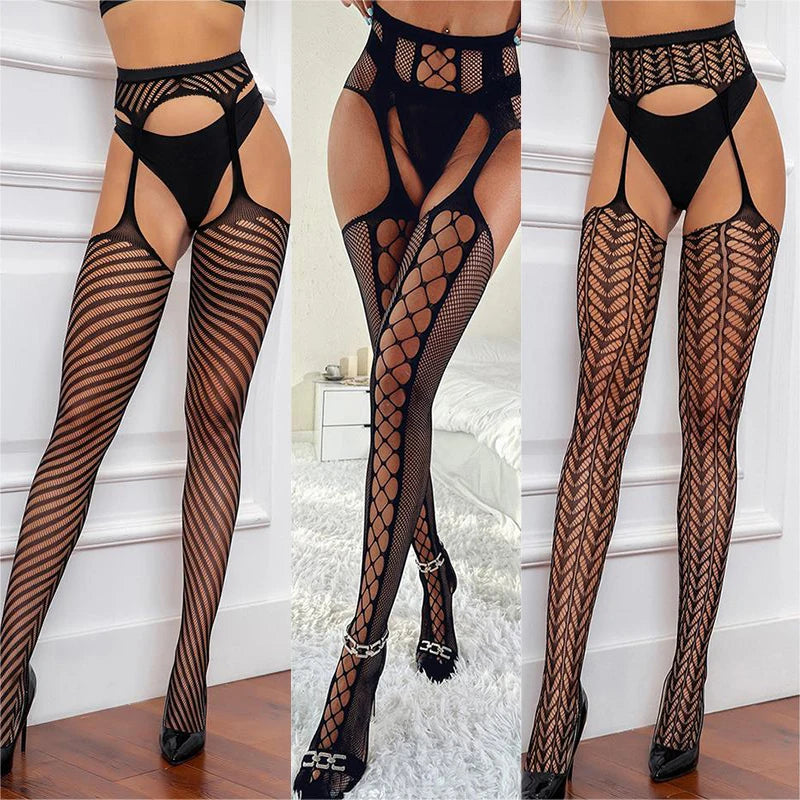 Sexy Pantyhose European style hanging socks with hollow mesh stockings for tight fitting 18 fancy women underwear Lingerie xxx - Seprincess