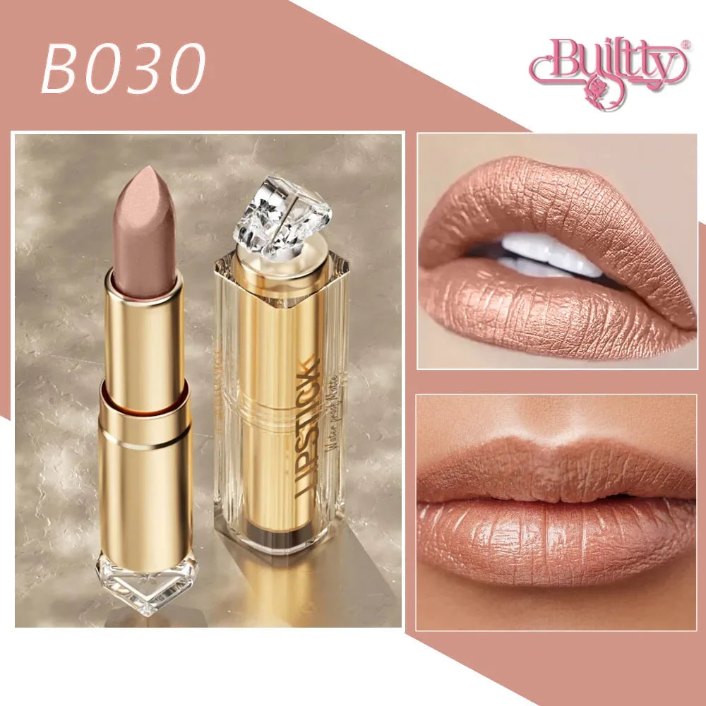 12 Colors Korea Matte Glitter Lipstick Pink Nude Matte Gliter Waterproof Kissproof Glitter Flip Lipstick Orange Dropshipping - Seprincess