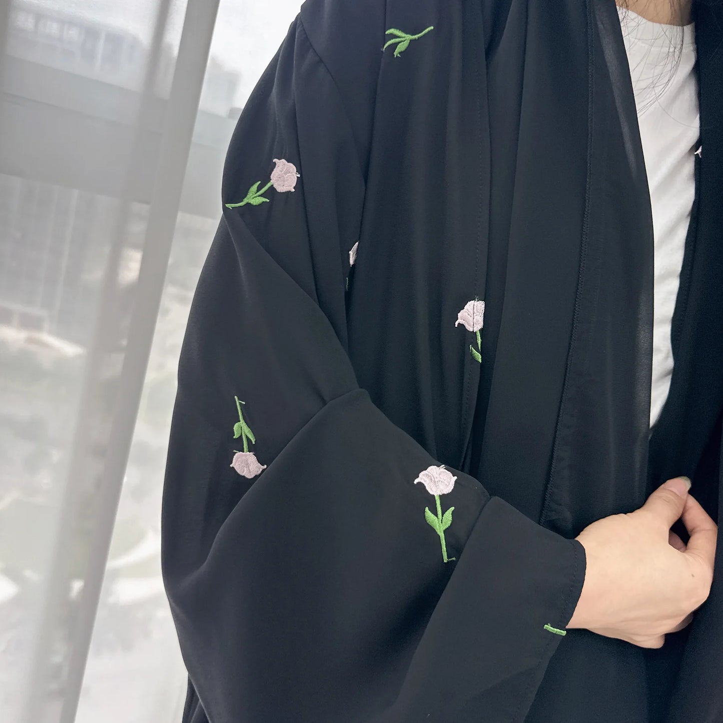 2024 New Black Embroideried Kimono Cardigan Abaya Dubai Luxury Muslim Kaftan Abayas For Women Turkish Islamic Clothing Outfit - Seprincess