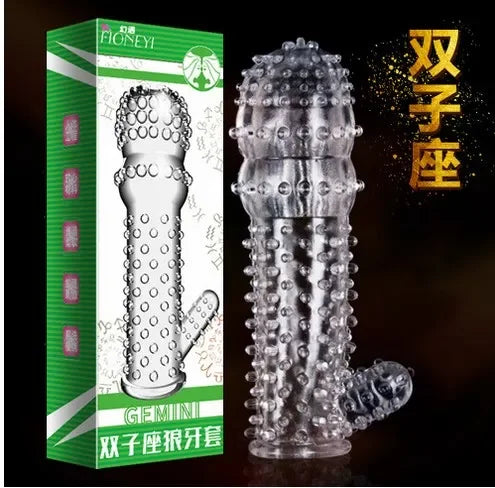 Spike Penis Sleeve Reusable Condoms Sex Toys for Men Delay Ejaculation Penis Sleeve Contraception Cock Ring Extender 남성전용기구