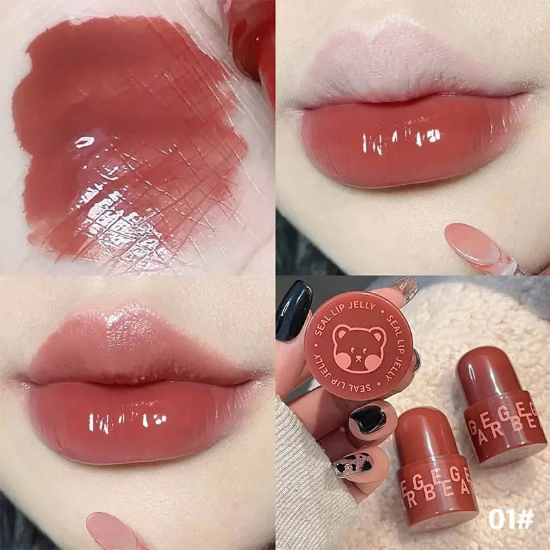 Bear Seal Mirror Clear Lipstick Lip Gloss Waterproof Moisturizing Lasting No Fading Lip Glaze Makeup for Women Korean Cosmetics