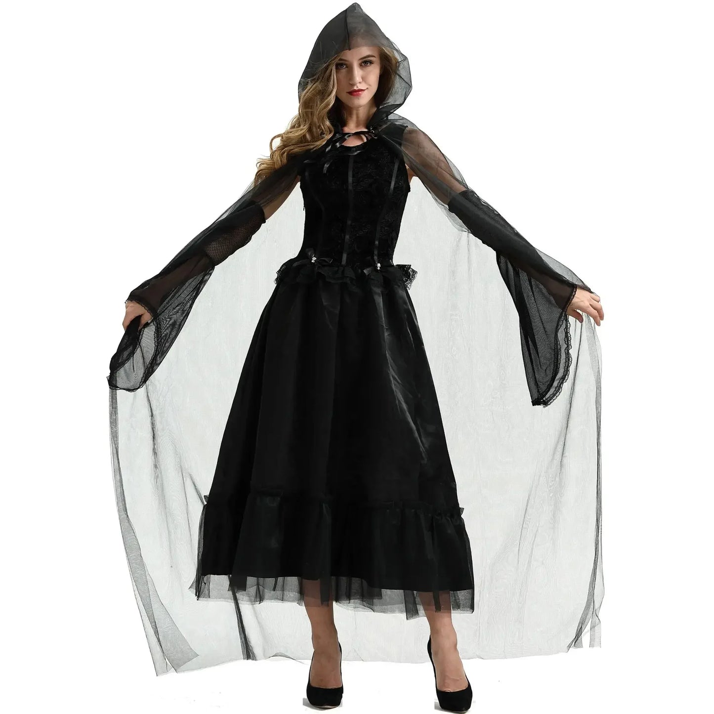 Halloween Costume Ghost Bride Witch High Quality Vampire Game Soft Cosplay Horror Demon Costume Black Gauze Dress - Seprincess