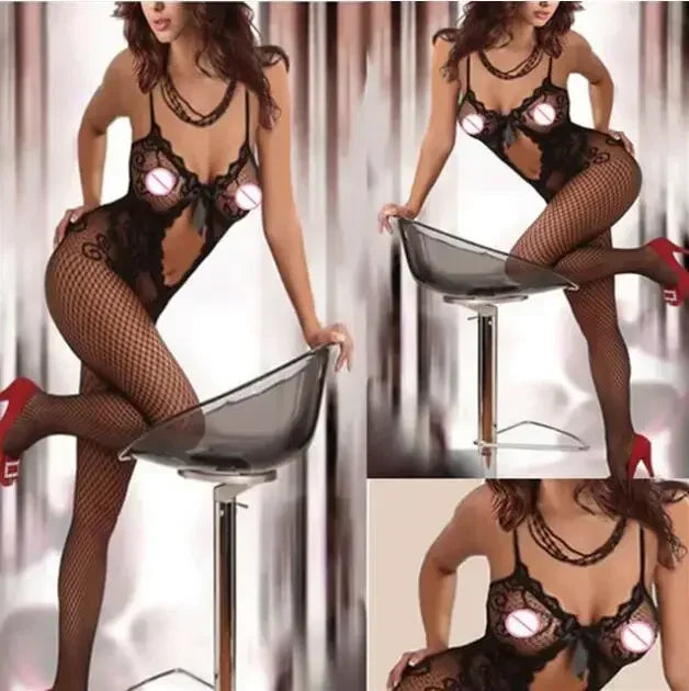 Multiple Sexy Erotic Lingerie on Sale for Clearance Women Hot Porno Costumes Fishnet Open Crotch Mesh Sleepwear Bodysuit