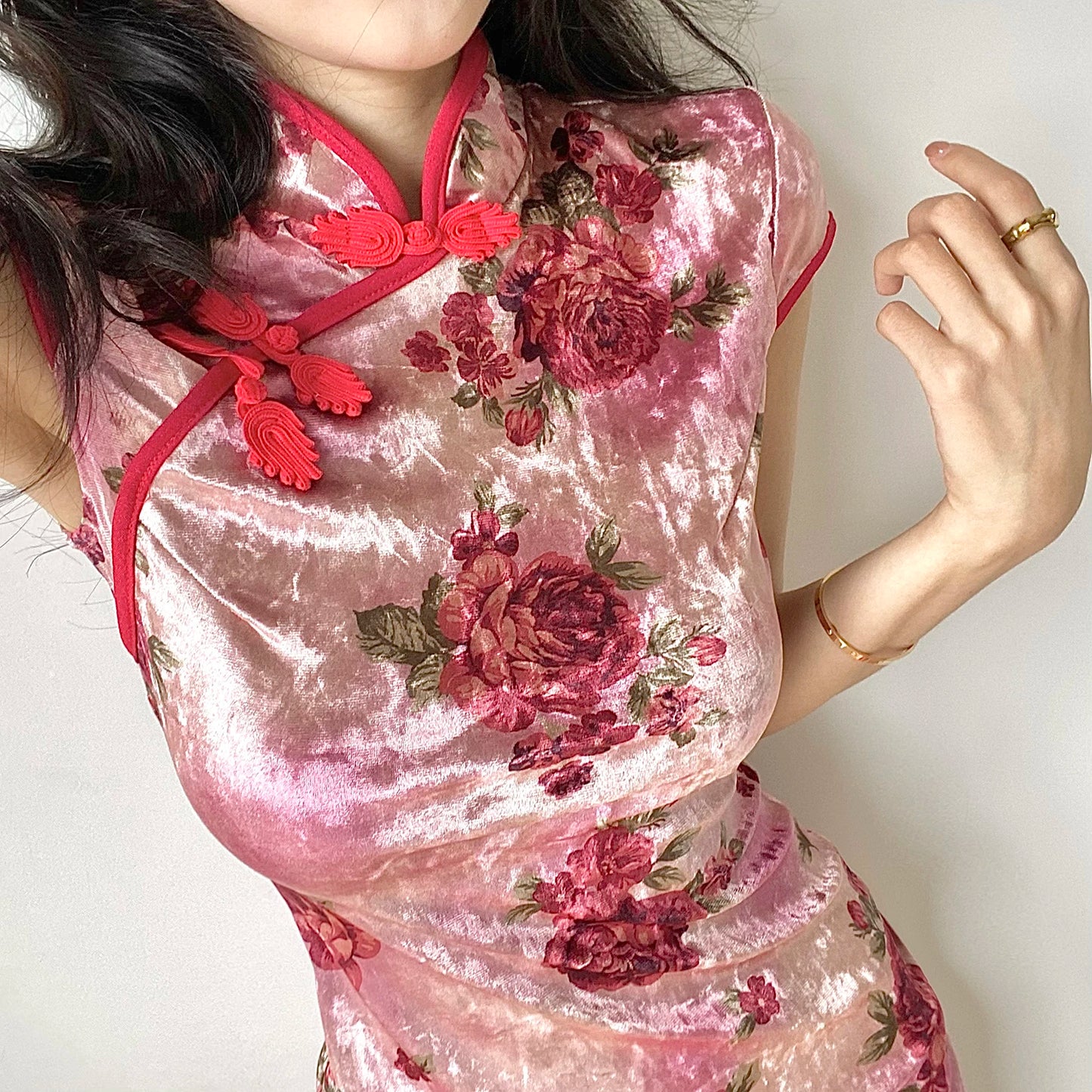 Chinese Dress Pink Sexy Qipao Dresses Cheongsam Dress Velvet Retro Printed Cheongsams Mini Qipao China Dress Robe Chinoise - Seprincess