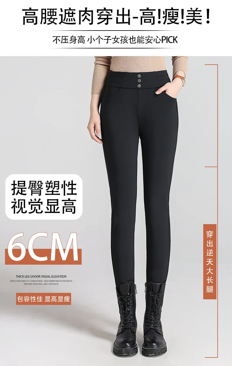 Winter Women's Down Pencil Pants Warm and Thick Goose Down Trousers High Waist Sexy Winter Outerwear Casual Pants Women PT-559