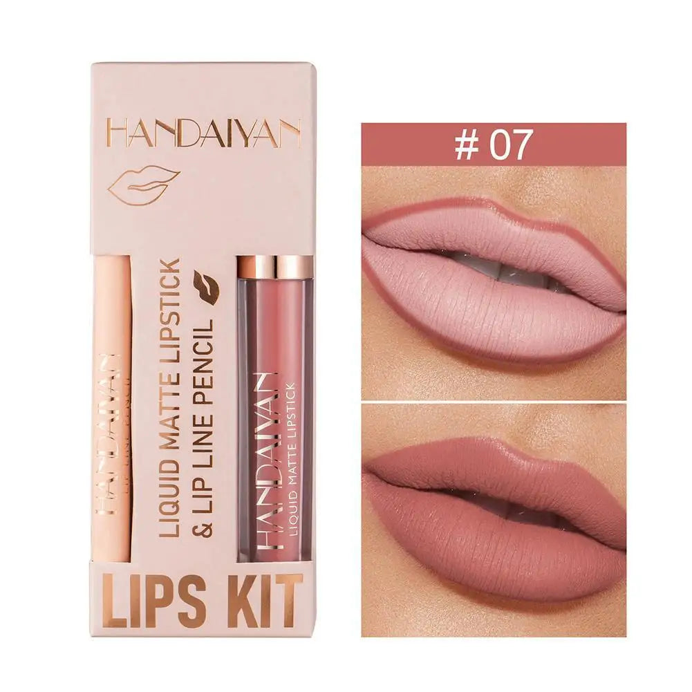 HANDAIYAN Matte Nude Brown Lipliner Pencil Lipsticks Set 12 Colors Lip Contour Kit Waterproof Non-sticky Sexy Velvet Lip Gloss