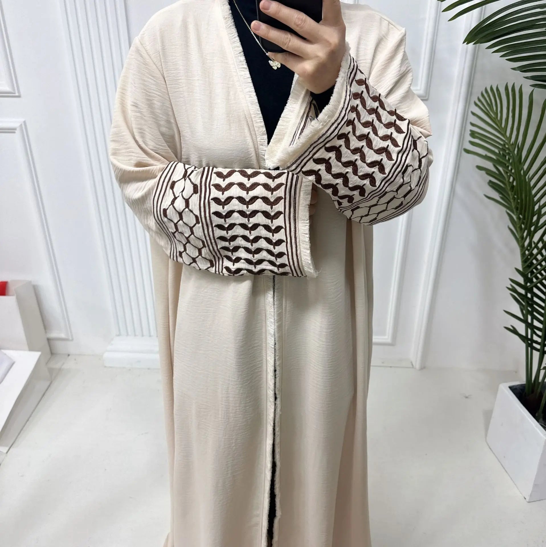 Fashion Embroidery Kimono Oversized Muslim Robe abaya syari female full length Taseel Muslim abaya Worship Service abayas wy1969 - Seprincess