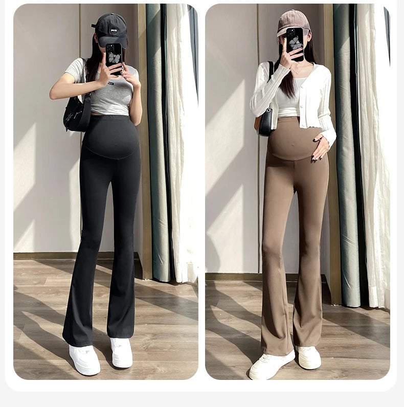 Maternity Yoga Pants For Summer 2024 New Clothes For Pregnant Women Fashion Solid Pregnancy Flare Shark Trousers Leggings M-xxl