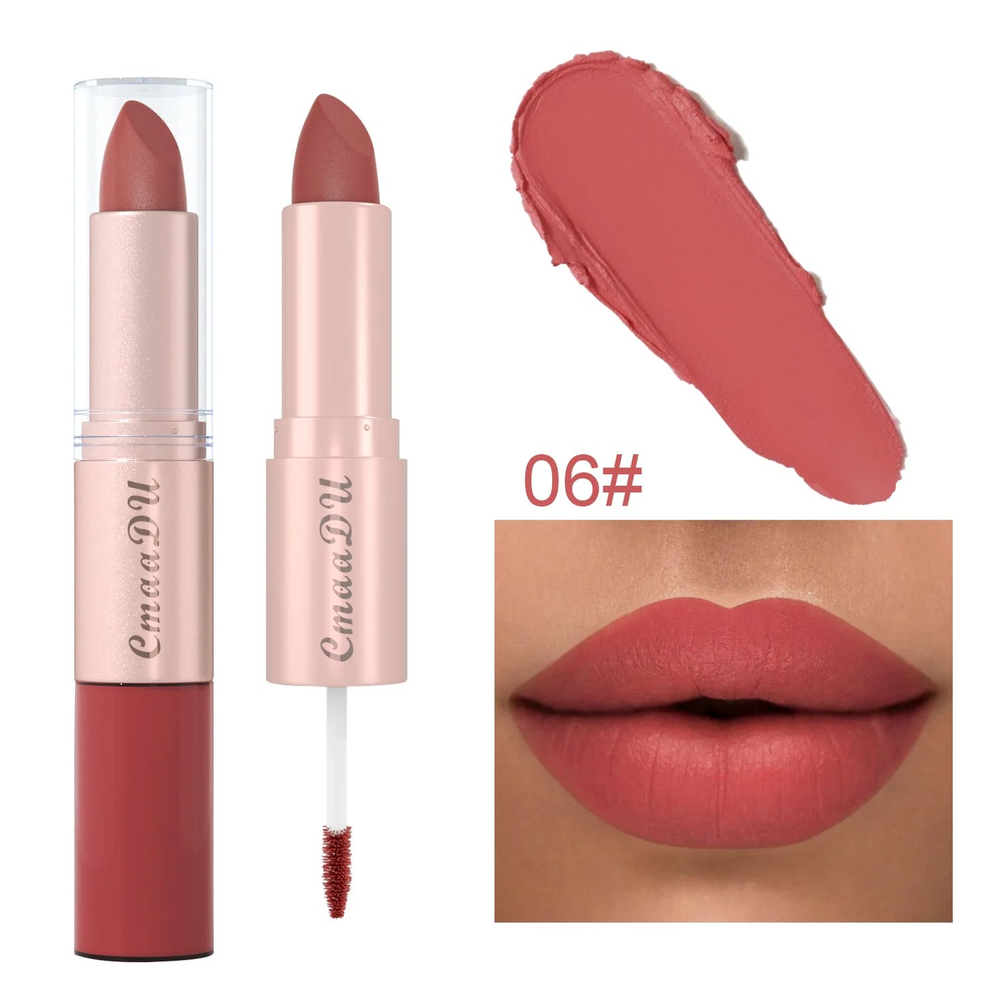 Double Ended Matte Lipstick Waterproof Nude Matte Velvet Glossy Lip Gloss Lip Balm Sexy Red Lip Tint Women Fashion Makeup Gift - Seprincess