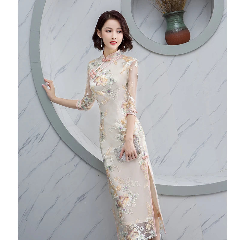 Party Women Dress Luxury China Style Elegant Banquet Long Qipao Oriental Female Wedding Slim Prom Cheongsam Gowns Vestido S-4XL - Seprincess