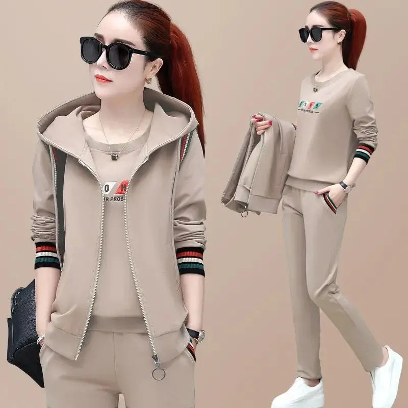 Fashion Women's Suit 2024 New Korean Version Spring and Autumn Long Sleeve Top Casual Sportswear Elegant Women's Three Suits - Seprincess