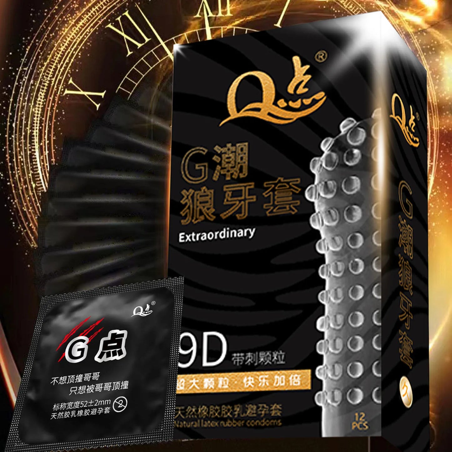 12pcs With 9D Spike Condoms For Men Sex Toys Female Climax Pleasure Men's Condoms G Spot Stimulation Penis Sleeve Adult Supplies - Seprincess