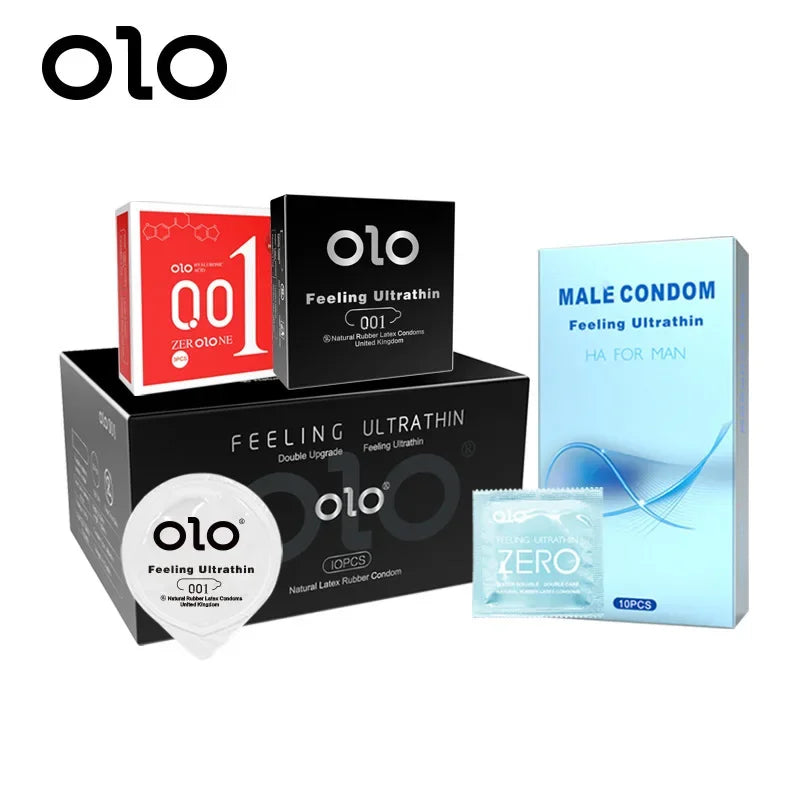 OLO Ultra Thin Condom 0.01 Feeling Penis Sleeve Hyaluronic Acids Rubber Latex Ejaculation Delay Dotted Condoms Intimate Sex Toy - Seprincess