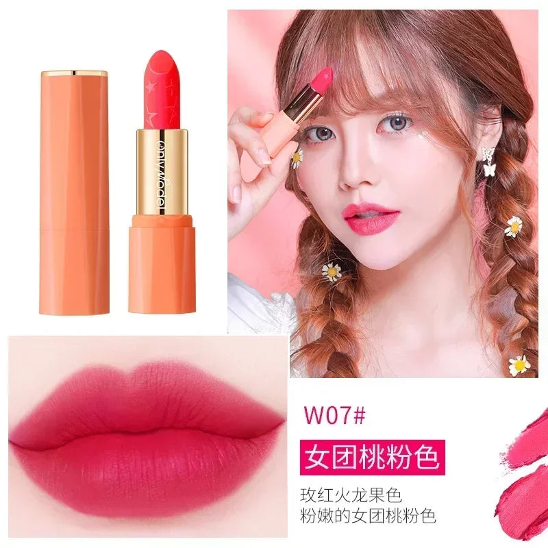 Orange Lipstick Lip Glaze Silky Smooth Matte Lip Gloss Carrot Bright Color Lasting Lip Stick Sexy Women Cosmetics Makeup Product - Seprincess