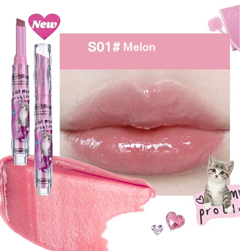 【New Arrival】FLORTTE Shimmer Lipstick Solid Lip Balm Moisturizing Water Gloss Lip Glaze - Seprincess