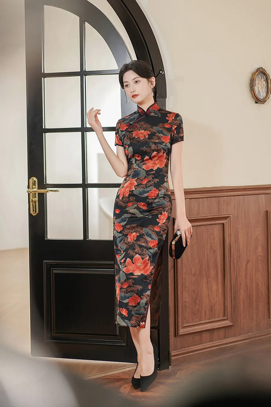 Large Size 4Xl 4Xl 5Xl Chinese Qipao Cheongsam Woman Chinese Traditional Dress Floral Print Slitting Hem Bodycon Sexy Vestidos - Seprincess