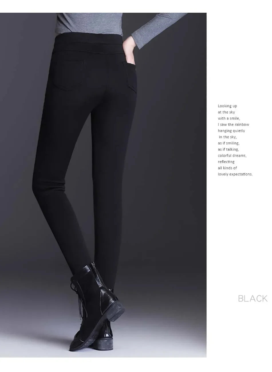 Women's Leggings High Waist Warm Plush Pants Outerwear Thick Cotton Trousers Female Large Size Fleece Leggings for Women Z312