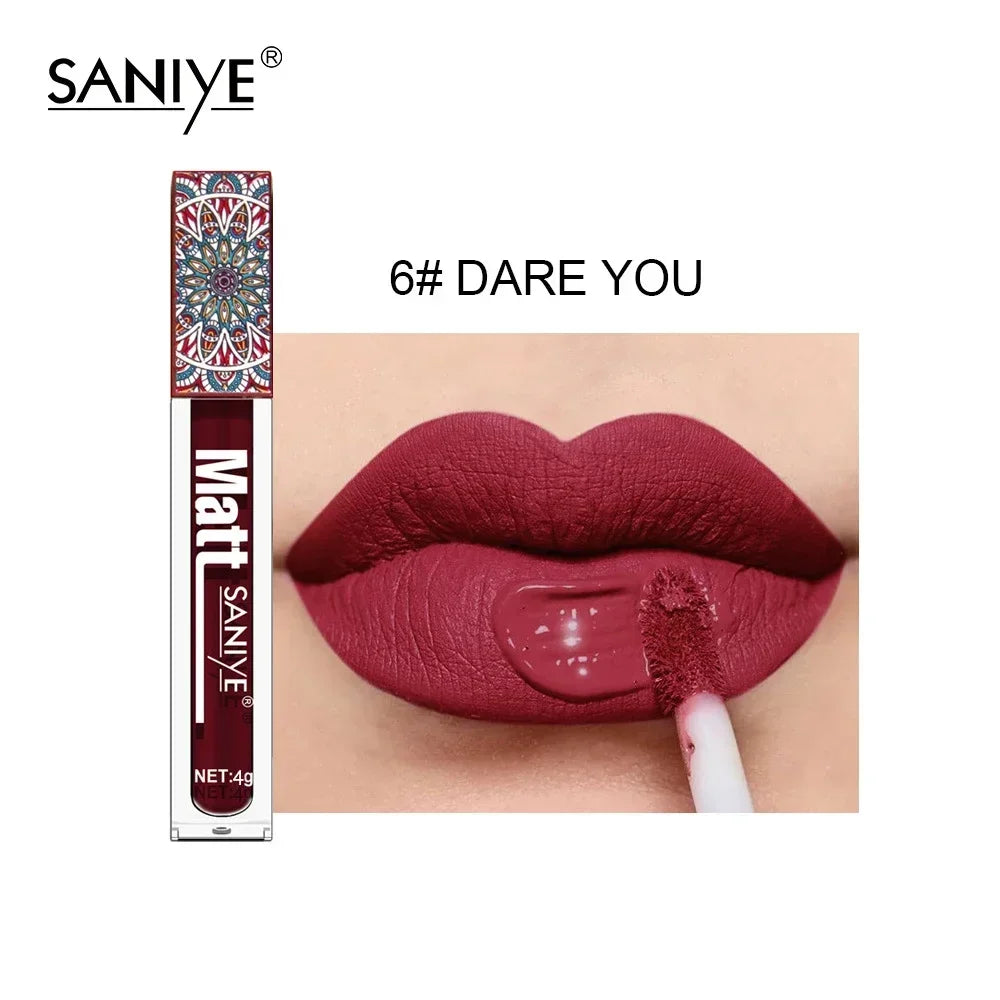 1PCS Waterproof Matte Nude Lip Gloss Brown Nude Pigment Dark Red Long Lasting Velvet Liquid Lipstick Women Makeup Lip Glaze - Seprincess