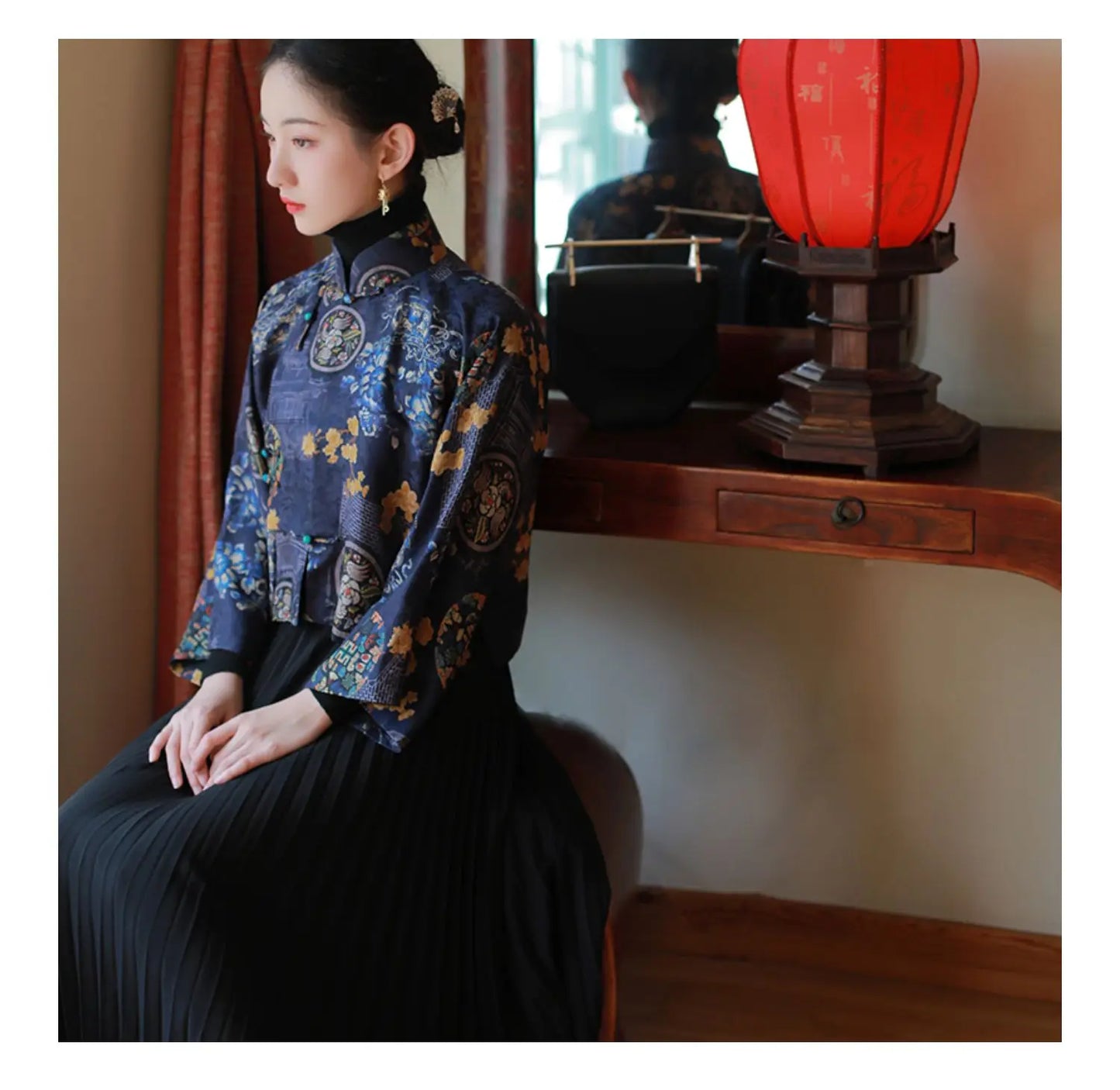 2023 Autumn New Chinese Style Traditional Hanfu Top Print Cheongsam Oriental Blouse Elegant Festival Party Dress Qipao Top Pd - Seprincess