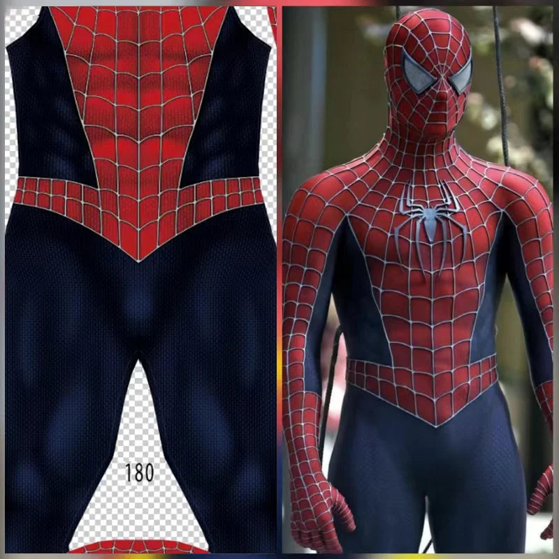 Maguire Raimi Spiderman Cosplay 3D Logo & Bodysuit Superhero Spiderman Zentai Suits Spandex Halloween Costume Disfraces Adult - Seprincess