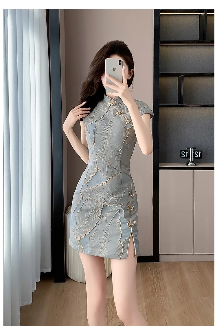 Chinese Style Short Qipao Dress Summer High-End Split Modern Improved Fashion Cheongsam - Seprincess