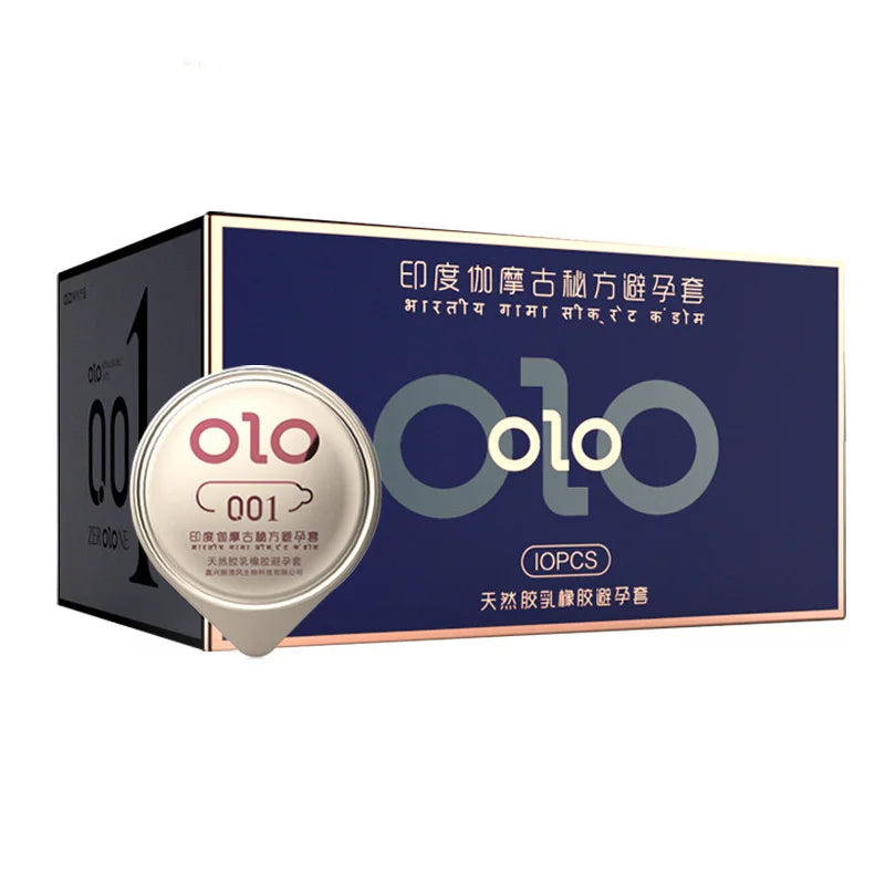 OLO Indian Delay Oil Condom Lasting Penis Sleeves Adult Sex Toys For Men Dotted Thin Ice Fire Feeling Condoms Cock Sex Supplies - Seprincess