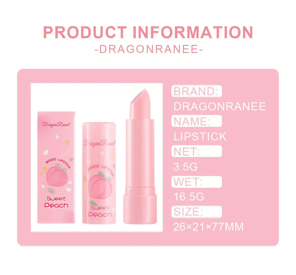 1PC Color Changing Lip Balm Temperature Change Tinted Lipstick Peach Moisturizing Lasting Waterproof Makeup Lip Care Cosmetics - Seprincess