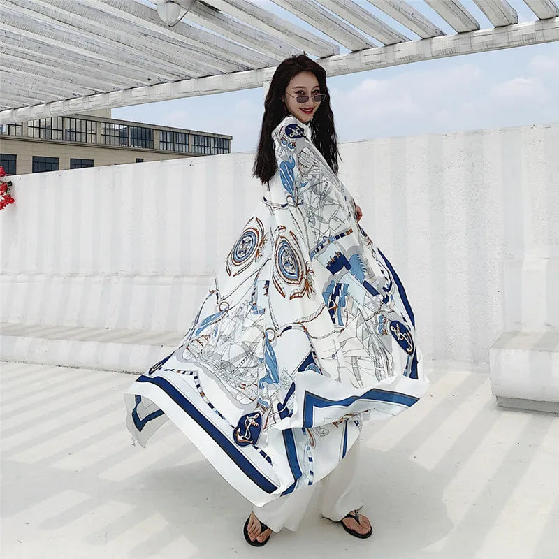 140x180cm Celebrity With The Same Cover-Ups Women Large Beach Dress Bikini Bathing Swimwear Sunburn Protection Sarong Wrap Scarf