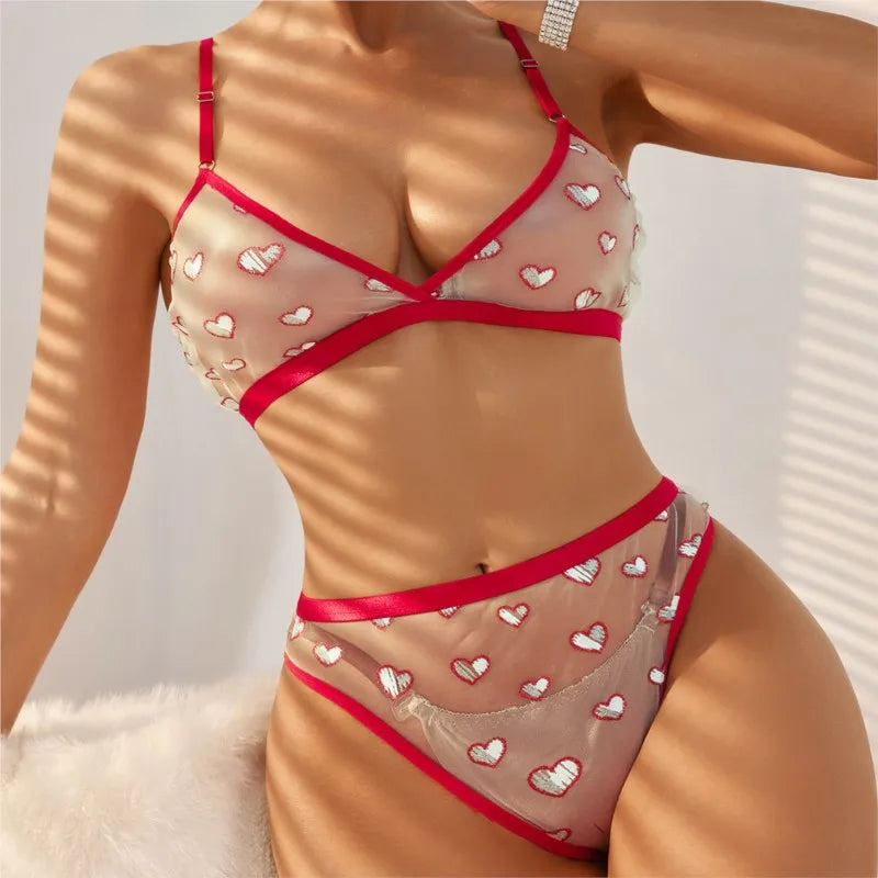 Erotic lingerie Love perspective mesh thin two-piece underwear set sexy game train men tight sex clothes goods for 1 all akti - Seprincess