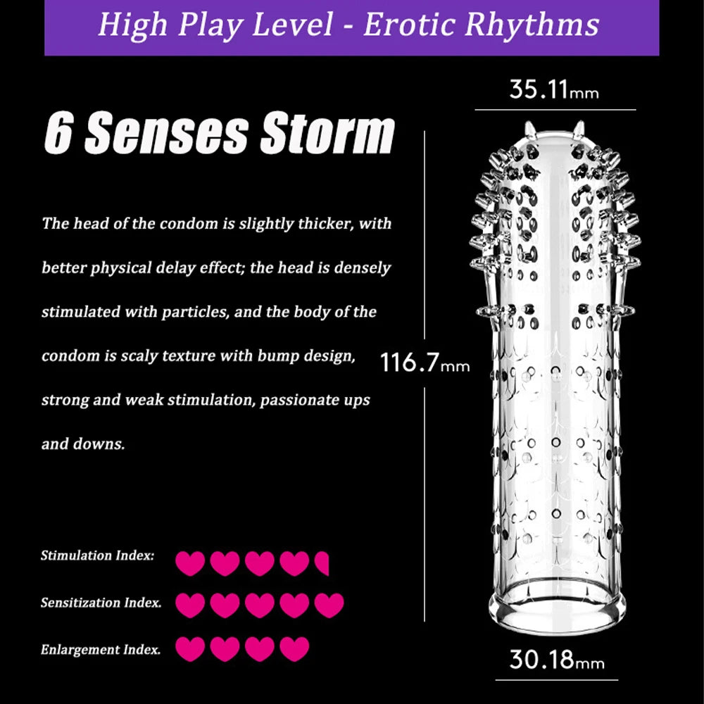 Wolf's Tooth Condom Crystal Single Box Large Particle Stabbing Penis Sleeve Reusable Cock Ring Extender Erotic Condoms for Men - Seprincess