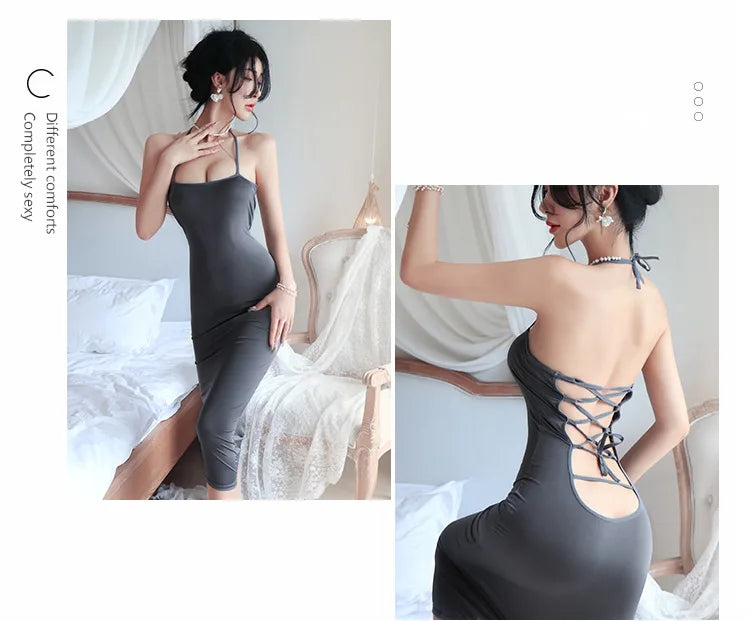 Sexy Dress Hanging neck backless strap suspender buttocks wrapped long skirt Woman clothes Evening dresses cheap clothes xxx - Seprincess