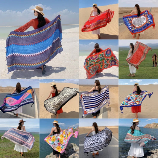 17 Styles 90x180cm Travel Beach Sunscreen Scarve Bikini Large Shawl Sarong Wrap Scarf Women Brazilian Swimsuit Bathing Cover-ups - Seprincess