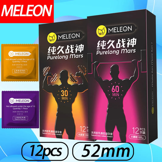 Ultra-thin Condom Male Delay Lasting Extended Time 12PCS Penis Sleeve Glossy Large Particles Condom 52mm Adult Safer Sex Product - Seprincess